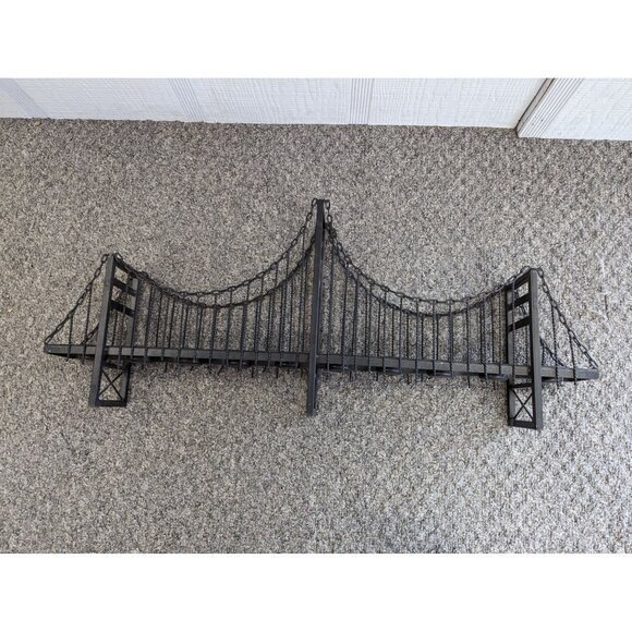 Suspension Bridge 10 Tealight Holder Table Decor Metal Black 32" 3 Towers - Picture 9 of 11